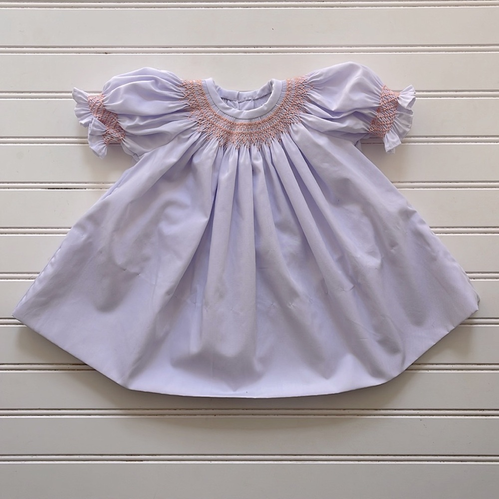 HAND SMOCKED EUC/LN Pale Lavender Heirloom Bishop Dress
